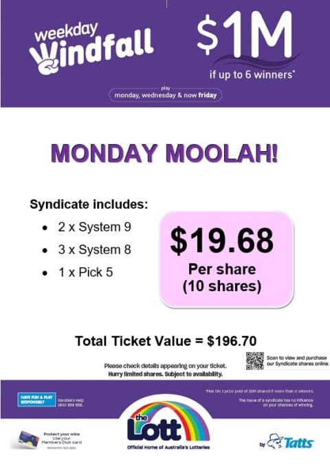 Weekday Windfall lottery syndicate details