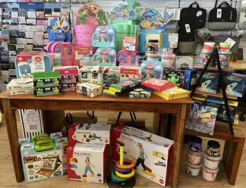 Display of children's toys and games