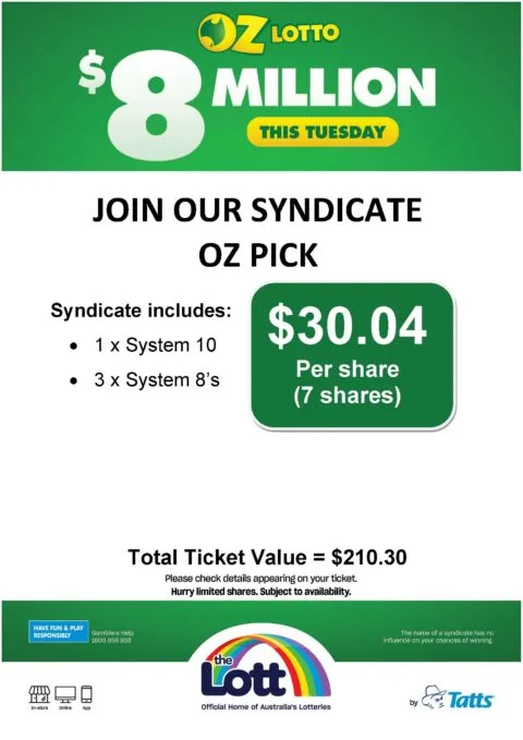 Join Oz Lotto syndicate for a chance to win.