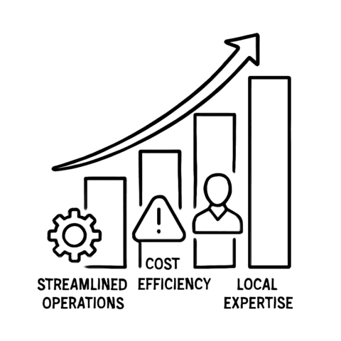 Graph showing efficiency, cost, and local expertise.