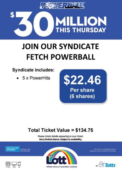 Powerball $30 million syndicate ticket promotion Australia