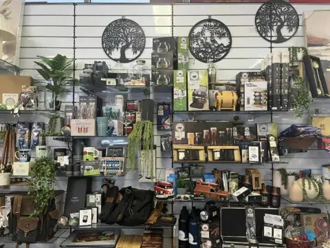 Gift shop display with assorted homeware and accessories