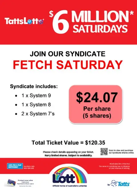 Tattersall's $6 Million Saturdays syndicate promotion