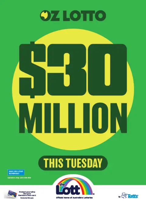Oz Lotto $30 million jackpot this Tuesday