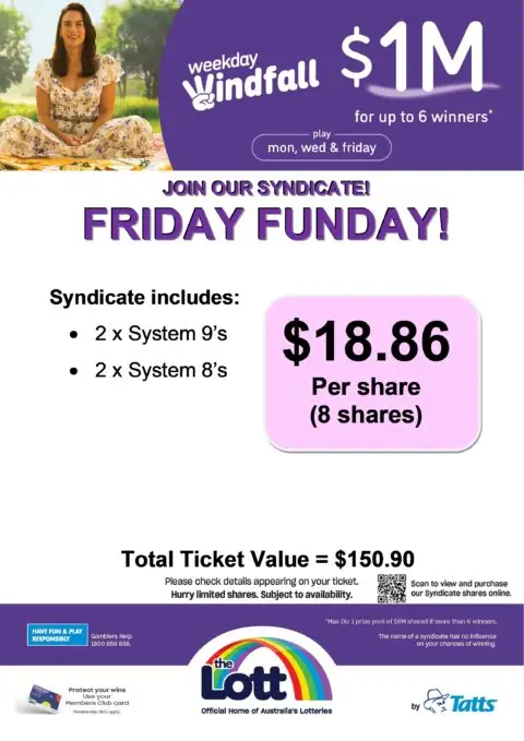 Friday Funday lottery syndicate promotion poster
