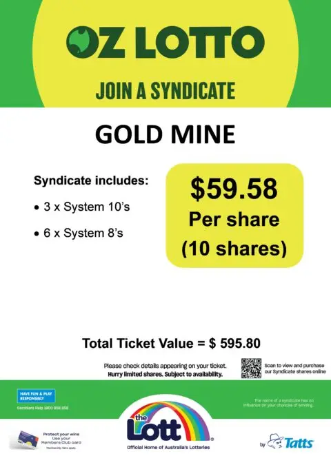 Oz Lotto Gold Mine syndicate share offer