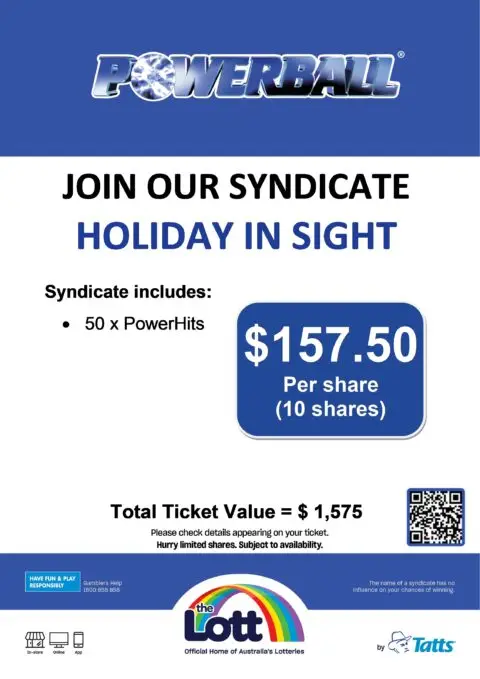 Powerball syndicate offer with pricing details