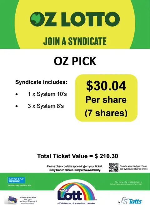 Oz Lotto syndicate offer with price per share