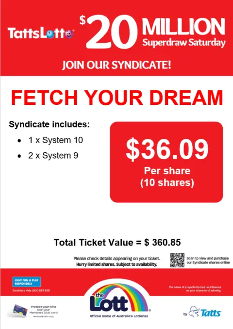 TattsLotto $20 million Superdraw syndicate promotion