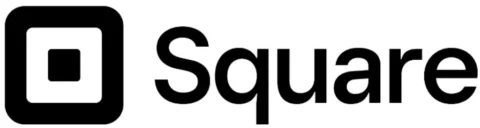 Square logo with black icon and wordmark