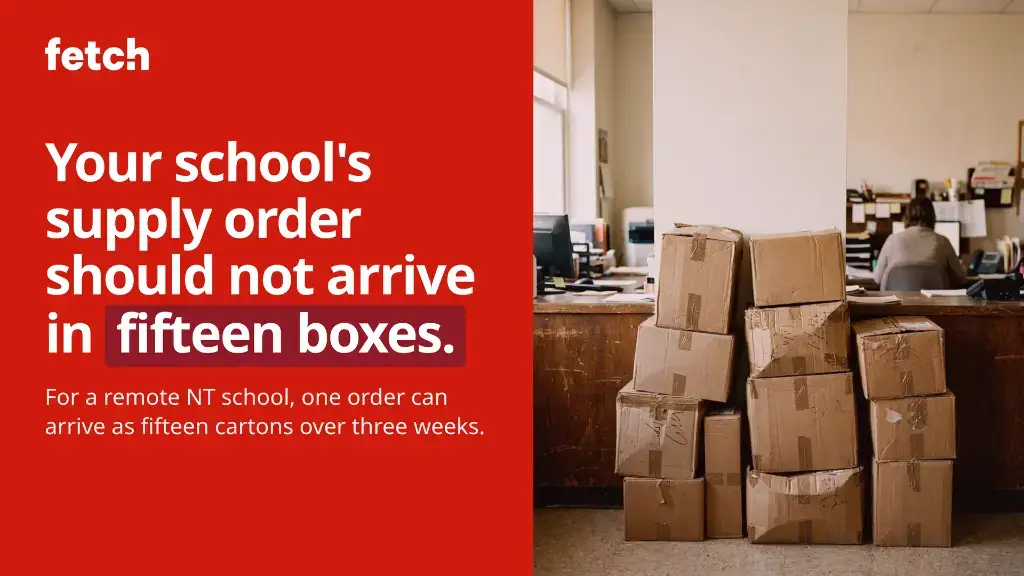 Stacked cardboard boxes in school office