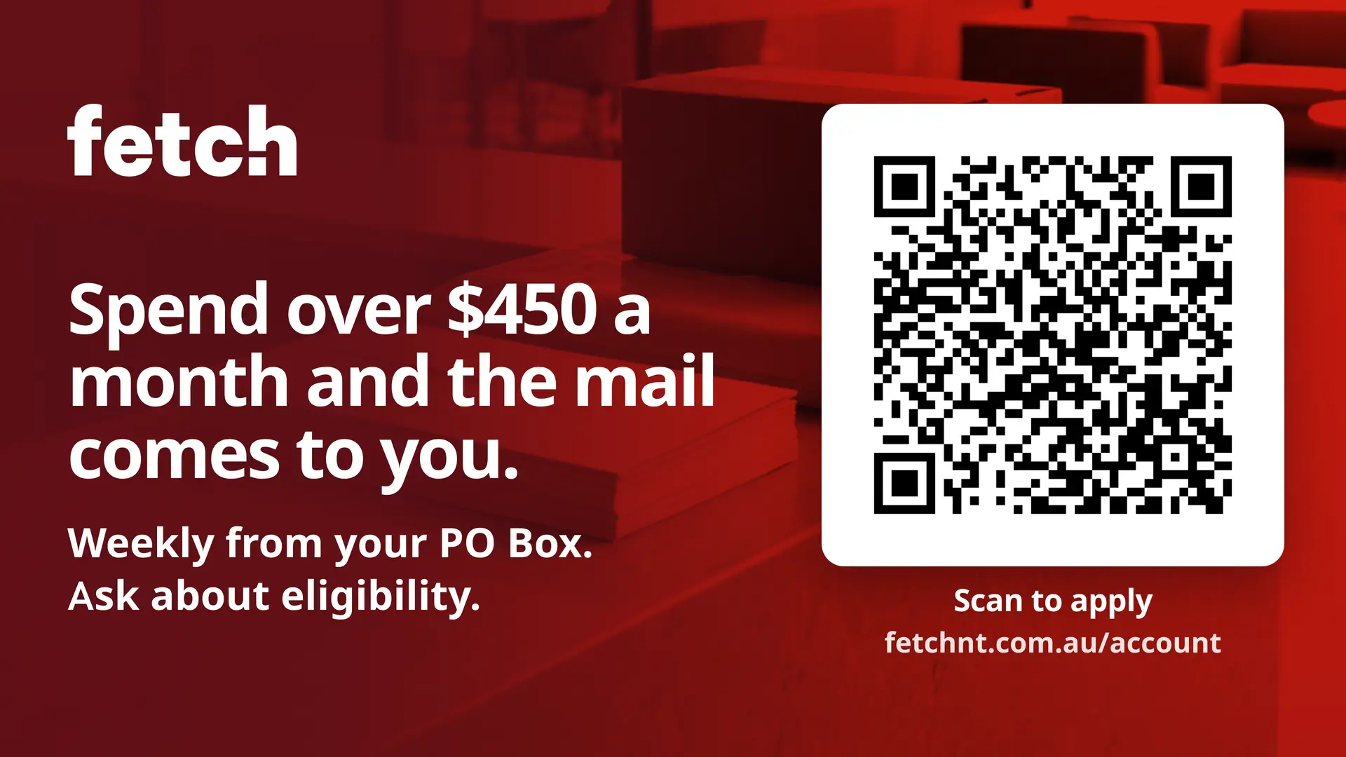 Fetch mail offer with QR code and eligibility details
