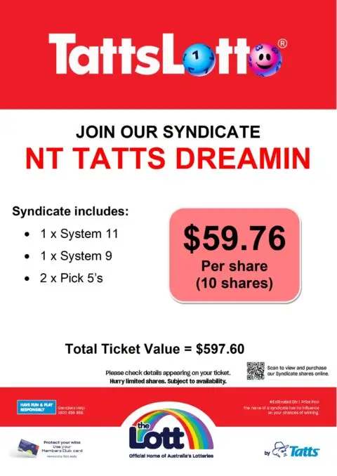 TatttsLotto NT Tatts Dreamin’ syndicate promotion