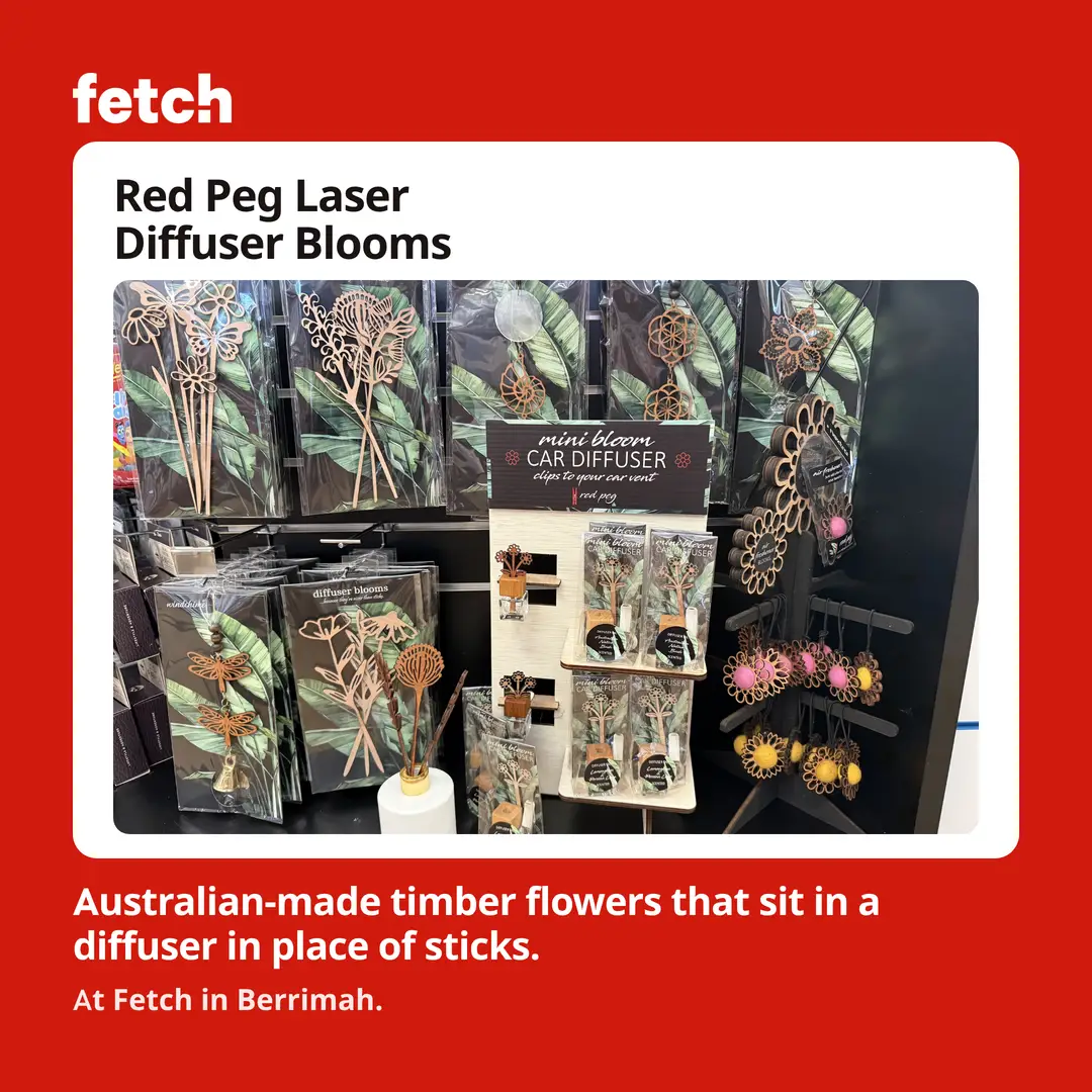 Red Peg Laser diffuser blooms display at Fetch Berrimah