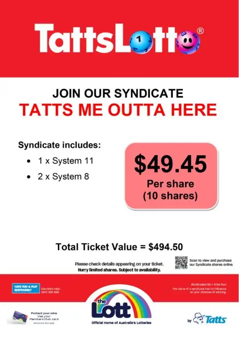 TatttsLotto syndicate promotion for $49.45 shares